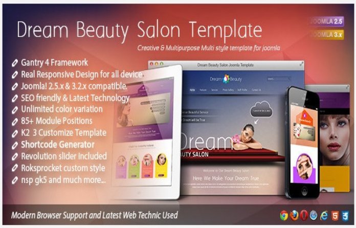 Dream-Beauty Salon Responsive Joomla Template